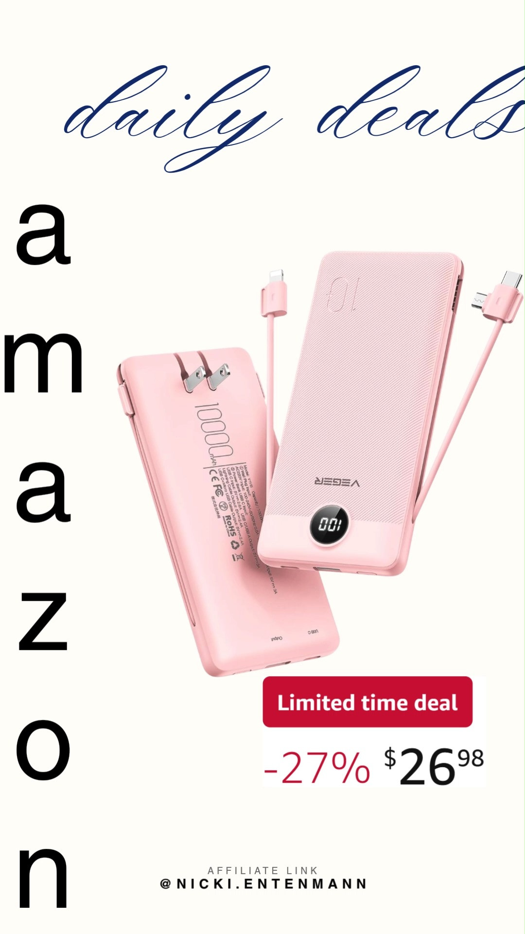 This portable charger with built in AC plug and cables keeps power handy anywhere. Compact and versatile, it makes staying charged simple and stress free on the go. 🔋⚡📱

#portablecharger #powerbank #tech #gadgets #electronics #travelessentials #charging #smartdevices #accessories #innovation 

 #LTKHome #LTKSaleAlert #LTKTravel