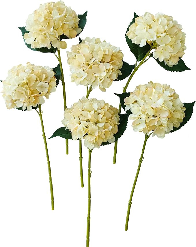 Hydrangea Artificial Flowers,6 Pcs Faux Hydrangea Flowers,Artificial Hydrangeas Flowers with Stem... | Amazon (US)