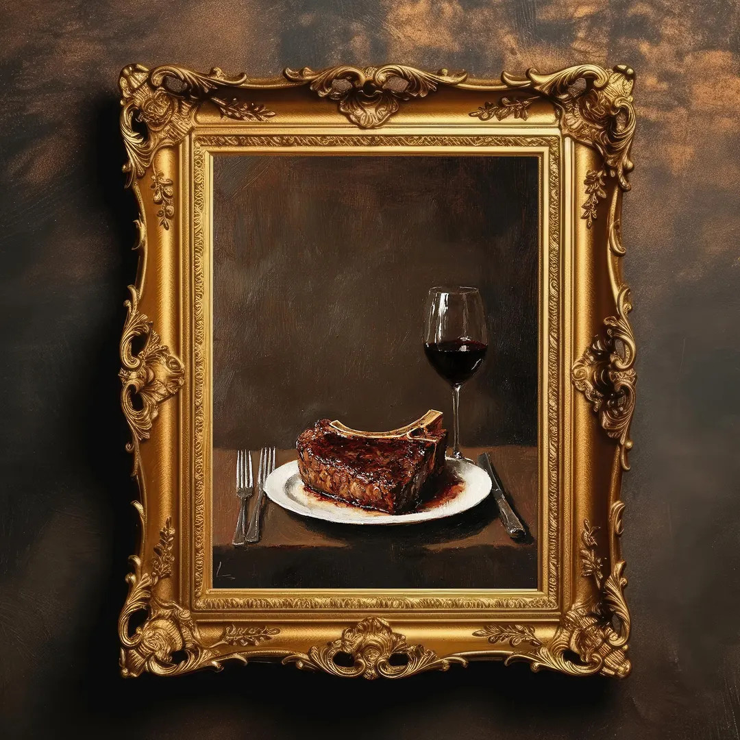 Steak | Vintage Oil Painting, Kitchen Wall Decor, Dining Room Art, Kitchen Still Life, Antique Mo... | Etsy (US)