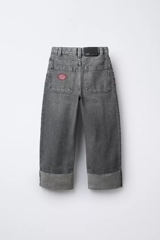 EMBROIDERED WIDE LEG JEANS | Zara US