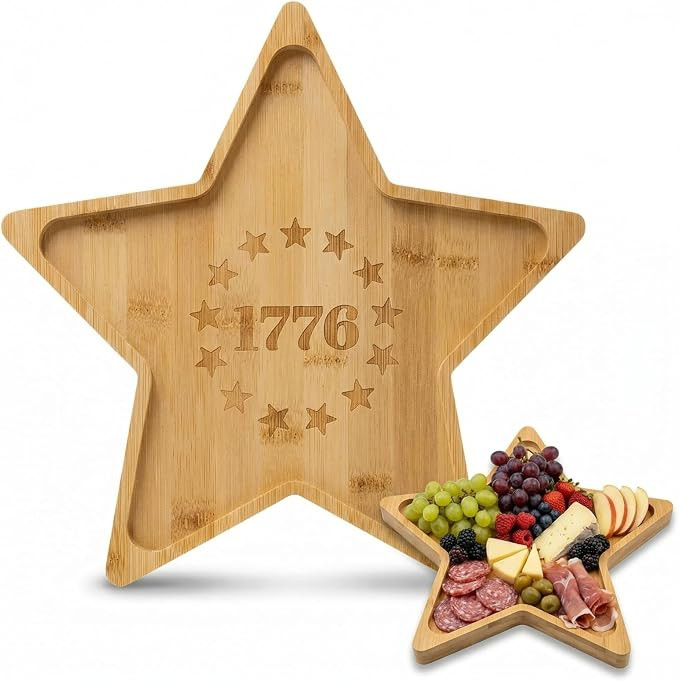 4th of July Party Patriotic Charcuterie Board with 1776, American 250th Anniversary Dish Board Wo... | Amazon (US)