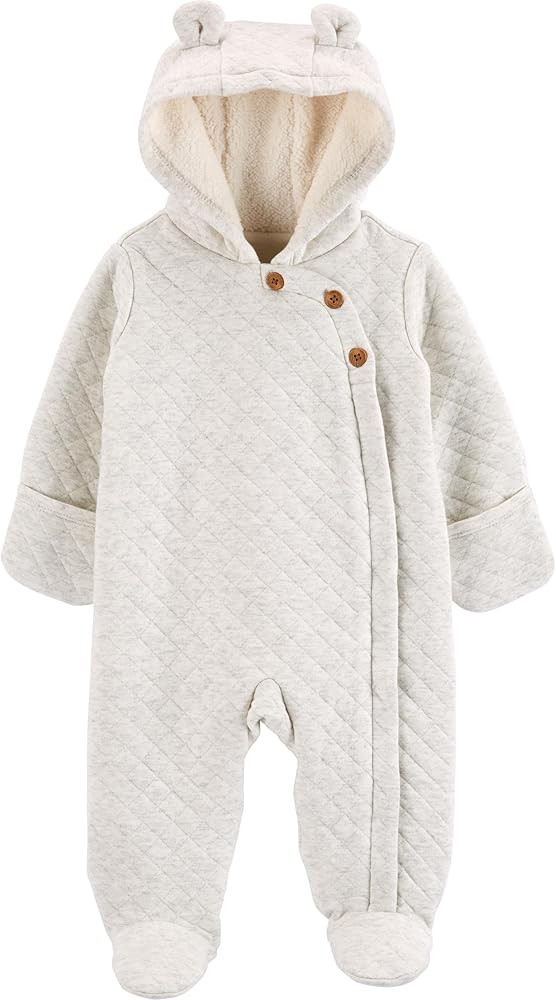 Carter's Baby Girls' Newborn-9M Hooded Quilted Pram Sleep & Play | Amazon (US)