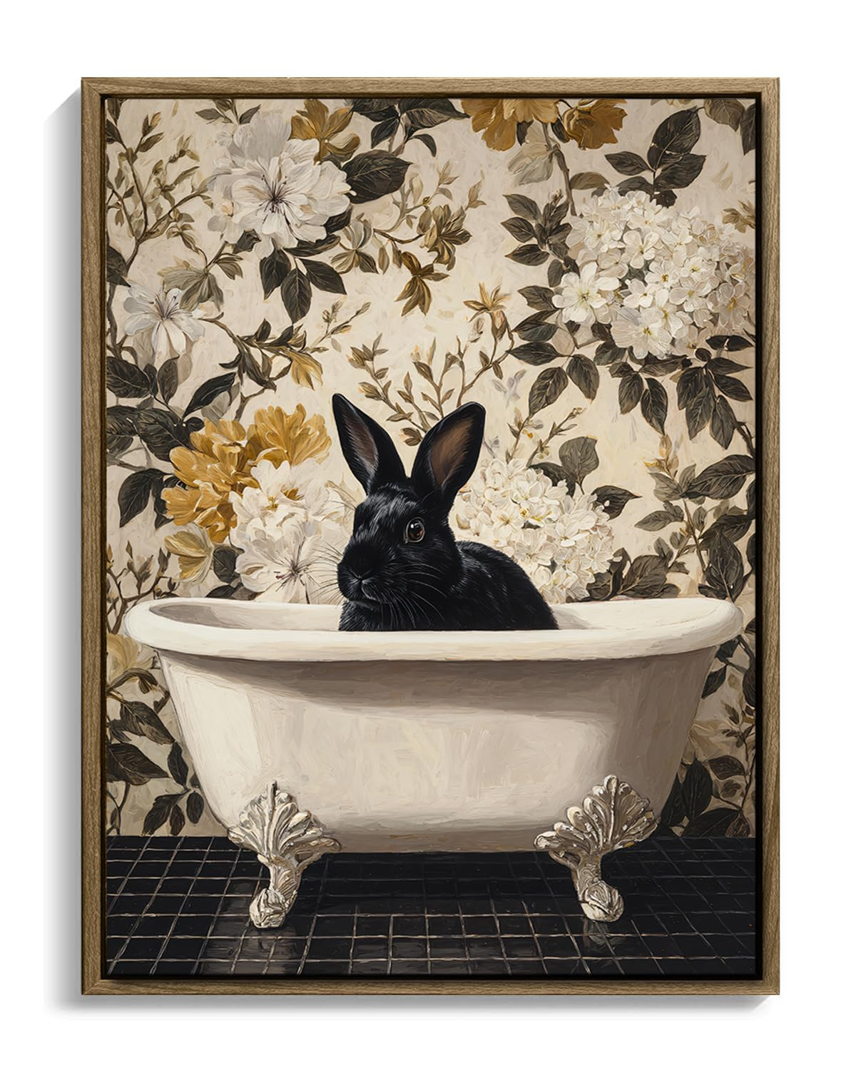 Framed Vintage Easter Canvas Wall Art, Ship Next Day Cute Easter Bunny Painting Prints, Spring Ho... | Amazon (US)