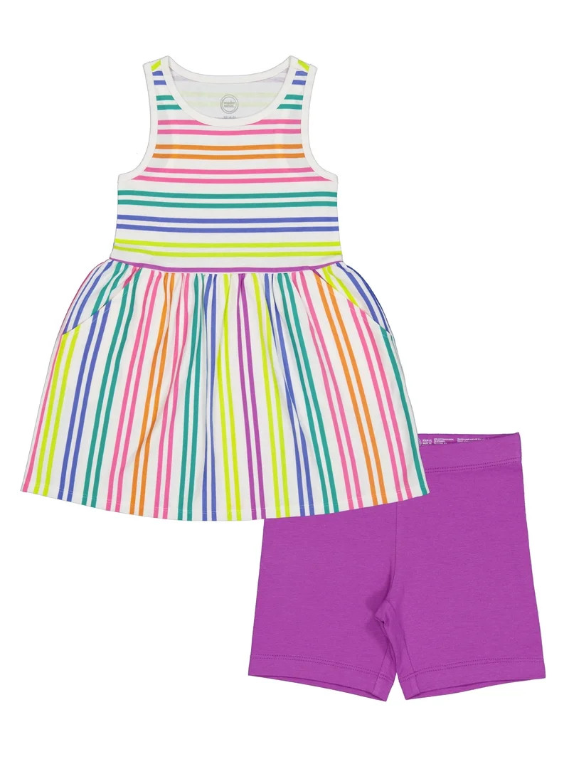 Wonder Nation Girls Play Dress and Short 2 Piece Set, Sizes XS-XLP | Walmart (US)