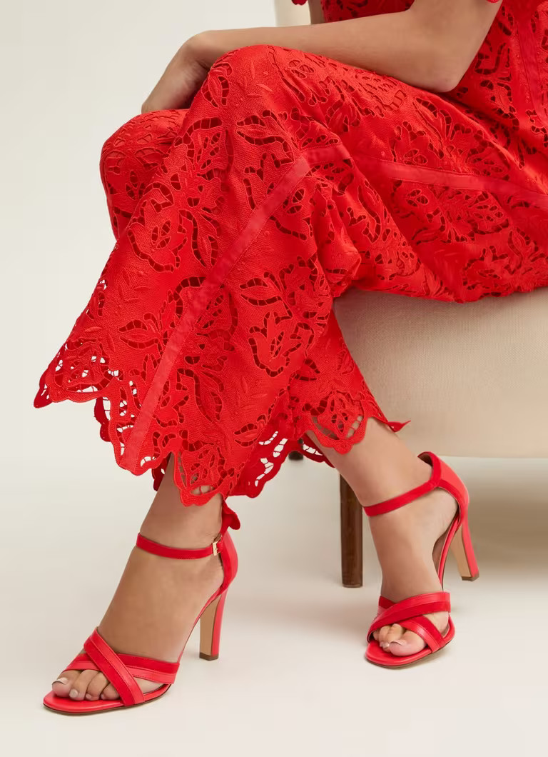 Lennon Red Suede & Nappa Colour Block Sandal | L.K. Bennett (UK)