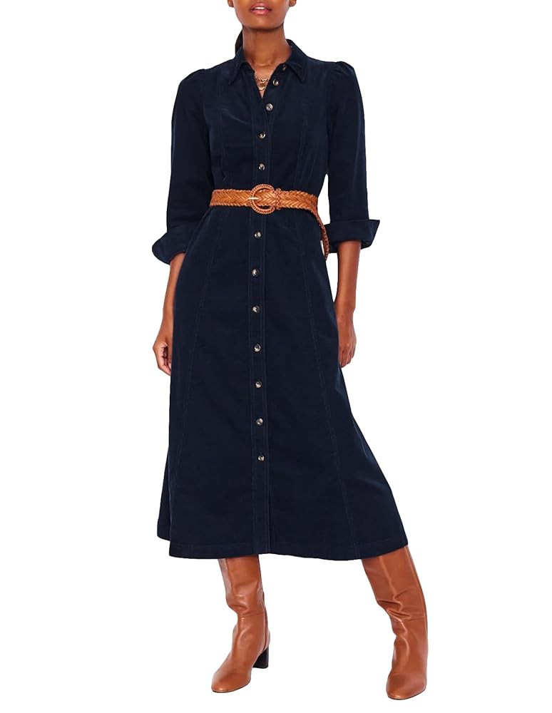 Women's Corduroy Maxi Dress Long Sleeve Cord Button Down Shirt Long Dress with Belt | Amazon (US)