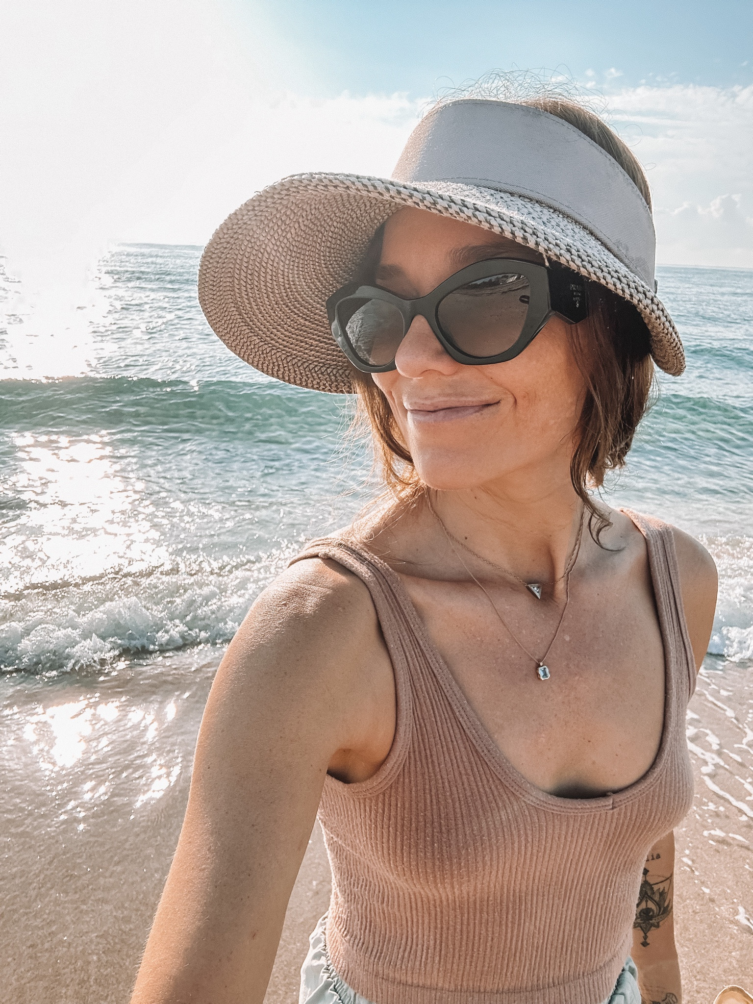 Eric Javits wide brim visor every damn day 🤌🏼
I love this visor because it’s UV & UVA material keeps me extra sun safe & helps my skin to stay sun damage-free 🥳
Sunglasses are Prada symbole, but I can’t find this exact shape to tag so I shared a good alternative 🫶

#LTKbeauty #LTKHoliday #LTKstyletip