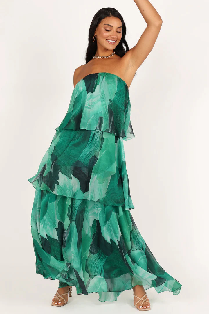 Bloom Strapless Maxi Dress - Green Floral | Petal & Pup (US)