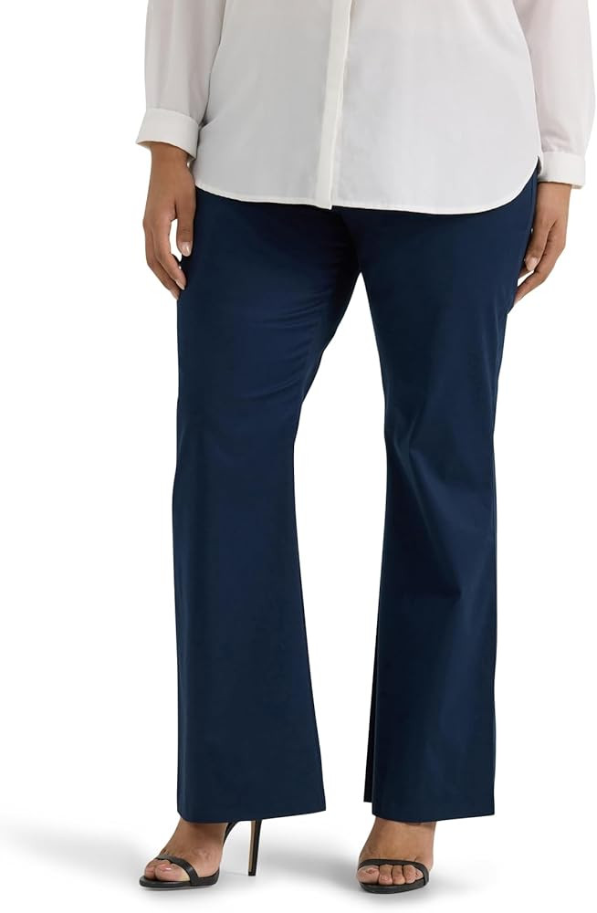Lee Women's Plus Size Wrinkle Free Mid Rise Bootcut Pant | Amazon (US)