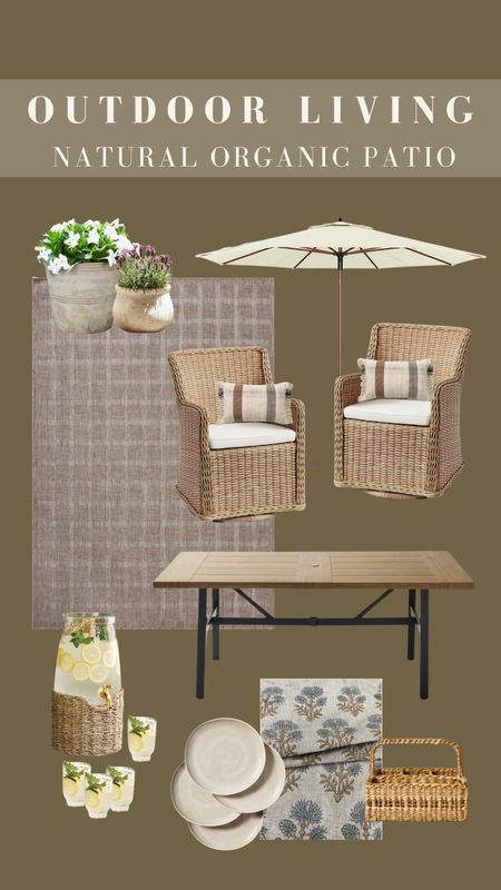 Outdoor dining inspiration 

Love this metal table that looks like real wood! Great no maintenance outdoor furniture.

Natural wood base outdoor patio umbrella.
Swivel rattan outdoor chair
Large planters
Affordable planters
Outdoor rug
Drink dispenser
Summer entertaining

#LTKStyleTip #LTKSaleAlert #LTKHome