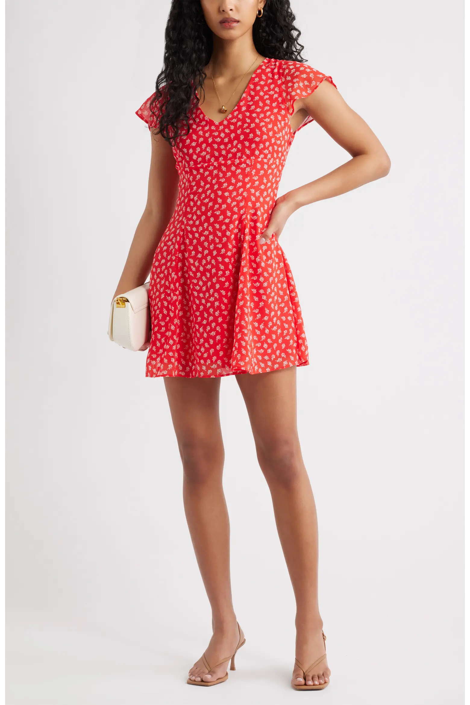 Open Edit Floral Print Fit & Flare Minidress (Women) | Nordstrom | Nordstrom