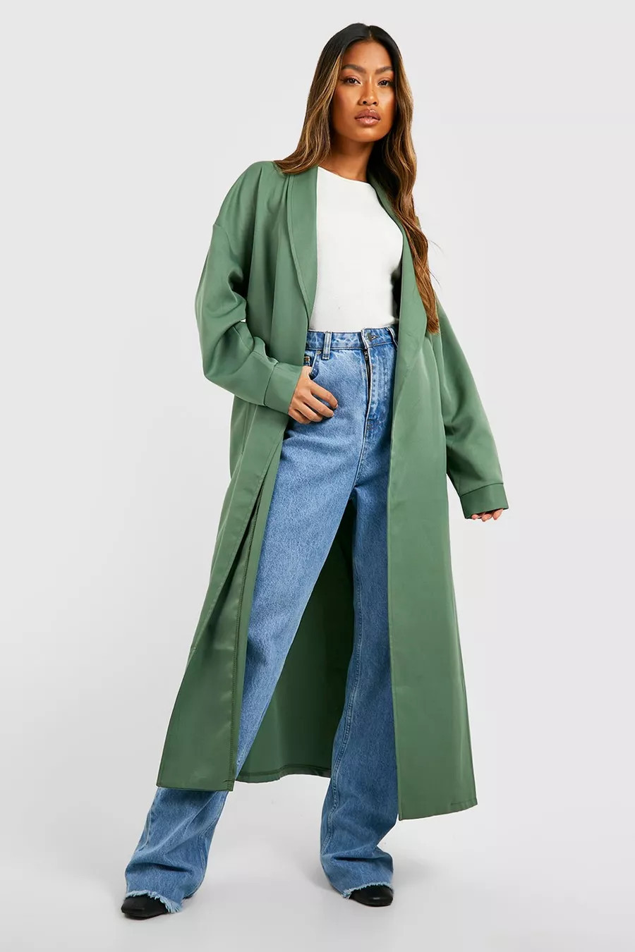 Belted Shawl Collar Trench Coat | Boohoo.com (US & CA)
