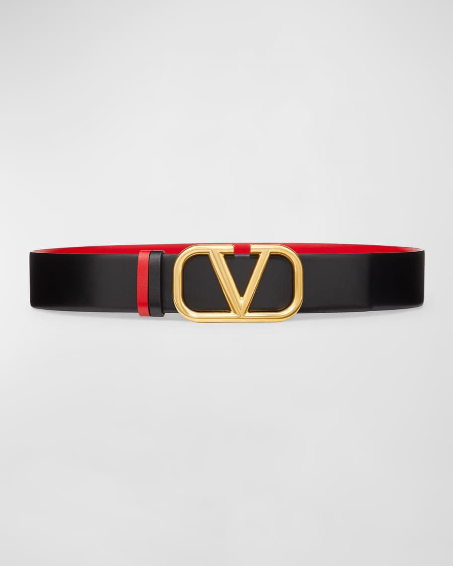 Valentino V-Logo Signature Reversible Leather Belt | Neiman Marcus