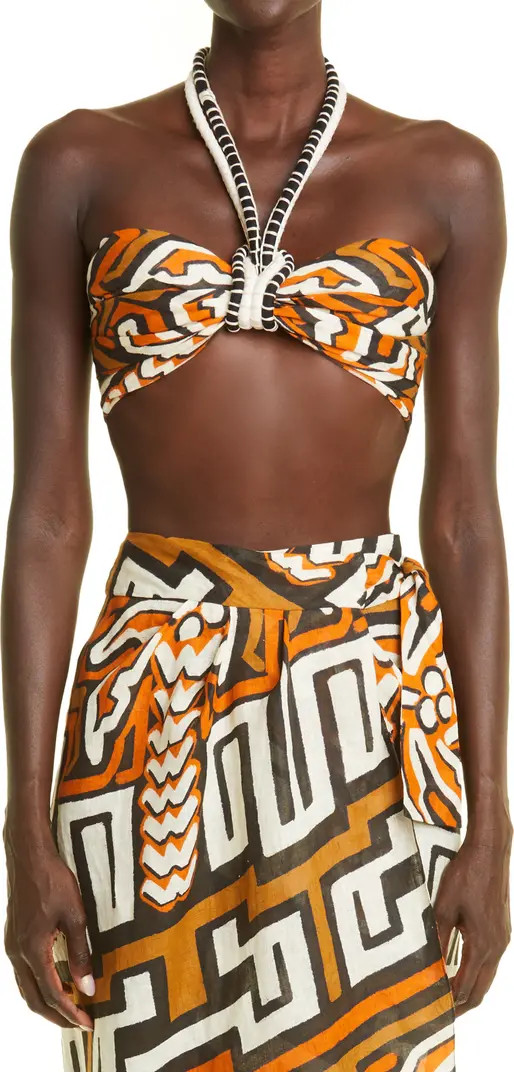 Legendaria Tropical Print Linen Bandeau Bra Top | Nordstrom