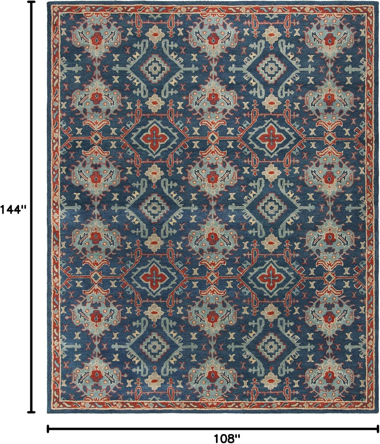 SAFAVIEH Heritage Collection Area Rug - 9' x 12', Blue & Multi, Handmade Traditional Oriental Wool, Ideal for High Traffic Areas in Living Room, Bedroom (HG422M) | Amazon (US)