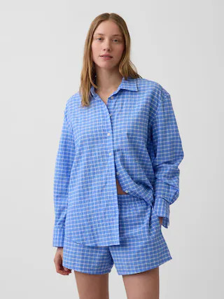 Seersucker Plaid Oversized Shirt | Gap (US)
