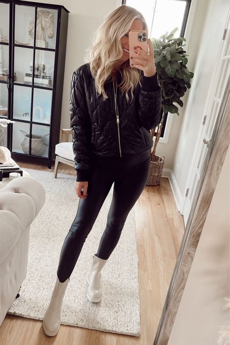 Run! This faux leather quilted bomber is a MUST have from @walmartfashion! 

Wearing small, butter soft and the quality is insane! Leggings $16 - restocked TTS. 


Faux leather. Trends. Walmart finds. 


#wlamartfashion #walmartpartner 

#LTKstyletip #LTKunder50 #LTKSeasonal