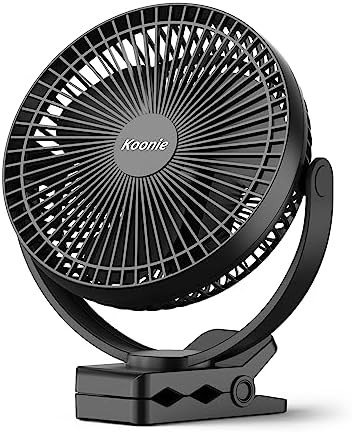 Koonie 10000mAh Portable Clip Fan, 8 Inch Rechargeable USB Fan, Black | 4 speeds, 360° rotation,... | Amazon (UK)