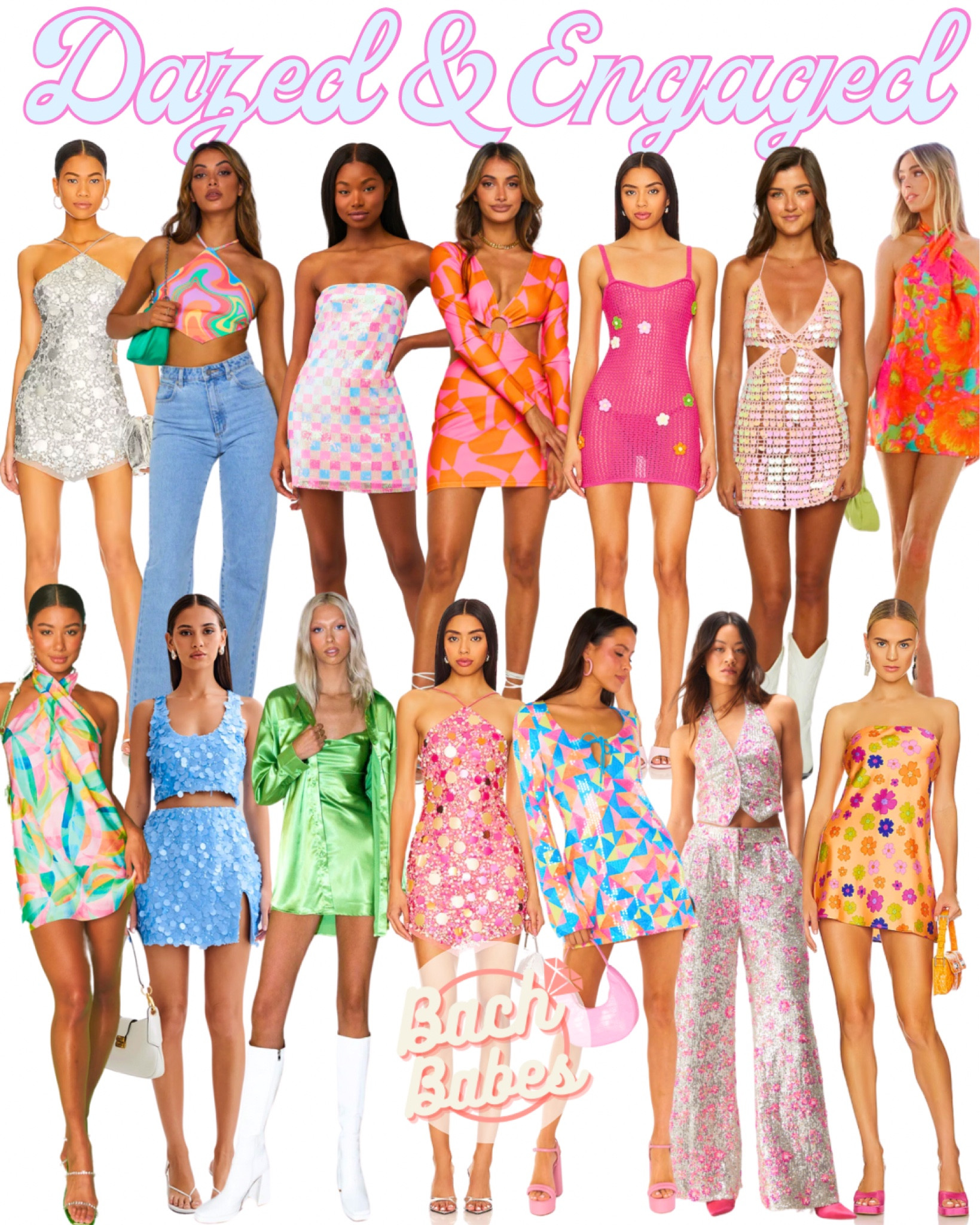 Dazed & Engaged Bach Party Outfits!🪩🛼🌼 #DazedAndEngaged #Disco #BachPartyOutfits #BacheloretteParty