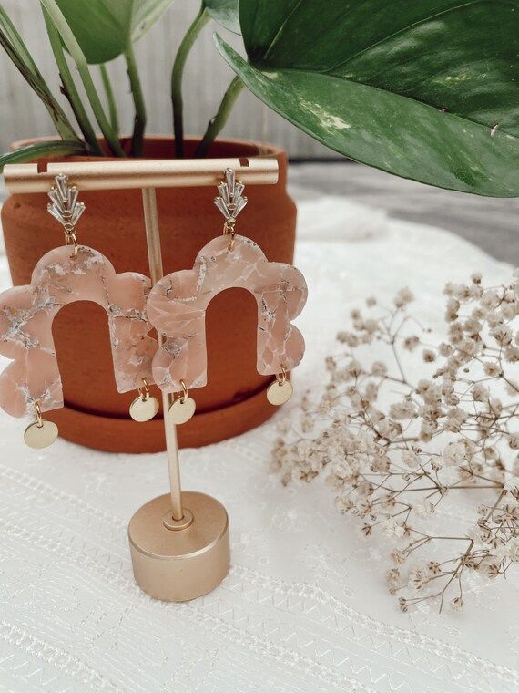 polymer clay earrings// rose quartz Sierra earrings | Etsy (US)