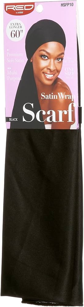 Kiss Red Satin Wrap Scarf Black Size 60Inch X 16Inch (Pack of 2) | Amazon (US)