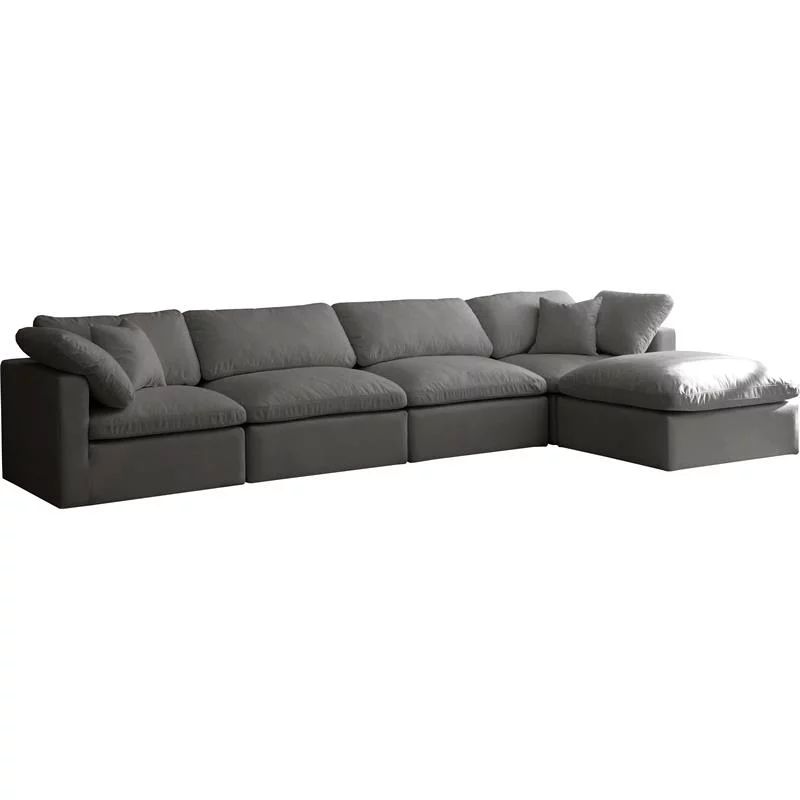 Meridian Furniture Plush Standard Gray Velvet Cloud Modular Sectional | Walmart (US)
