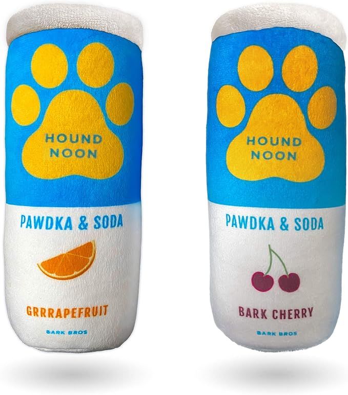 Bark Bros - Hound Noon - Two Pack Plush Squeaky Dog Toys Funny Drink Parody - Alcohol Dog Toy - D... | Amazon (US)