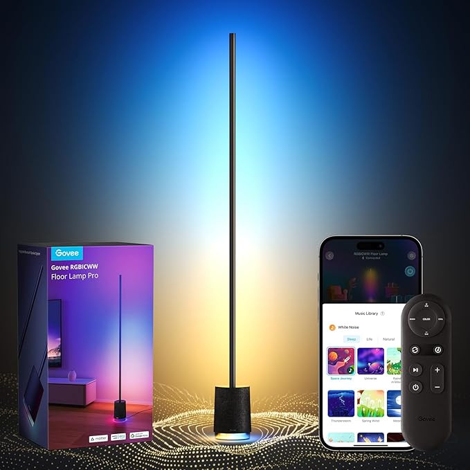 Govee Floor Lamp Pro, RGBICWW LED Lamp with Bluetooth Speaker and White Noise, 2100 Lumens Standi... | Amazon (US)
