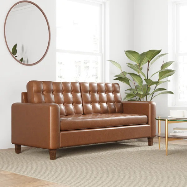 Milton 76'' Vegan Leather Square Arm Sofa | Wayfair North America