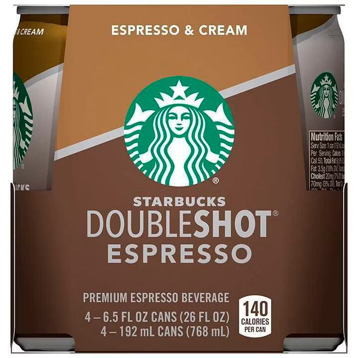 Starbucks Double Shot Espresso And Cream Coffee Drink - 4pk/6.5 fl oz Cans | Target