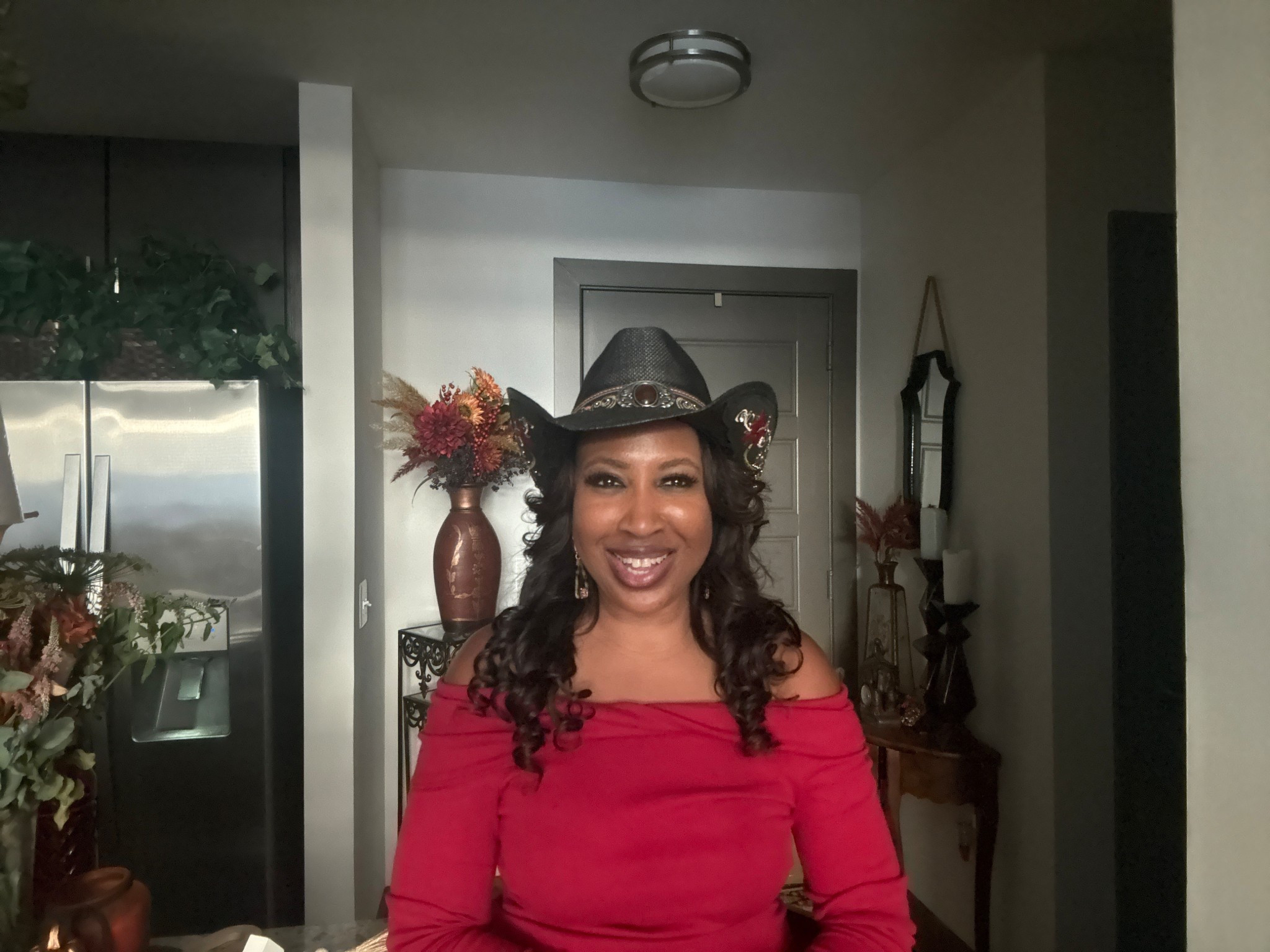 Serving a little southern glam meets fall chic moment ❤️‍🔥
This off-shoulder top + cowgirl hat combo is giving confident, cozy, and classy — all in one look. Perfect for a dinner date, fall event, or content day at home 🤎

#CowgirlChic #FallOutfitInspo #STEMFashionista #BoldInRed #StatementStyle #FallGlam

#LTKHoliday #LTKStyleTip #LTKOver40