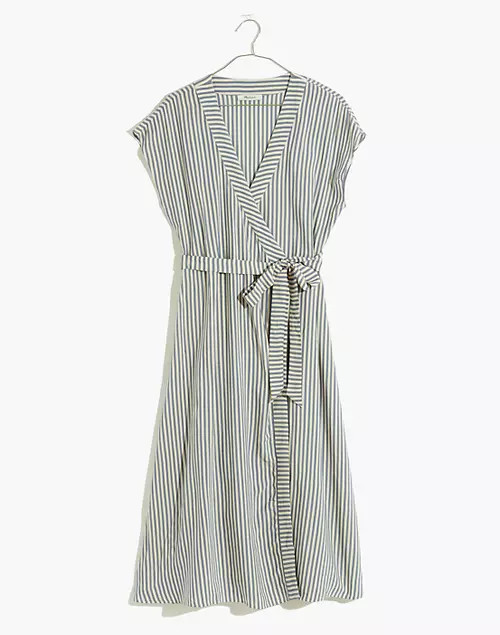 Striped Cap-Sleeve Wrap Dress | Madewell