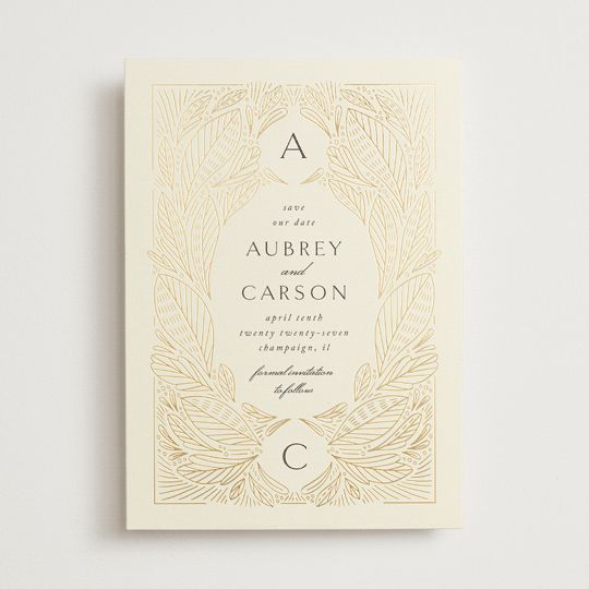 "Royalty" - Customizable Foil-pressed Save The Date Cards in Beige by Jen Owens. | Minted