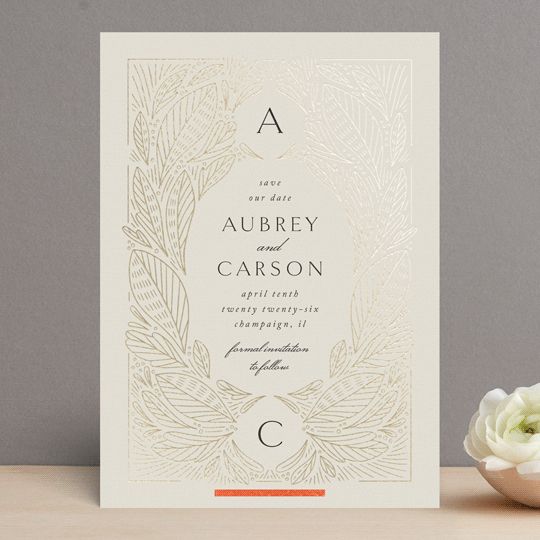 "Royalty" - Customizable Foil-pressed Save The Date Cards in Beige by Jen Owens. | Minted