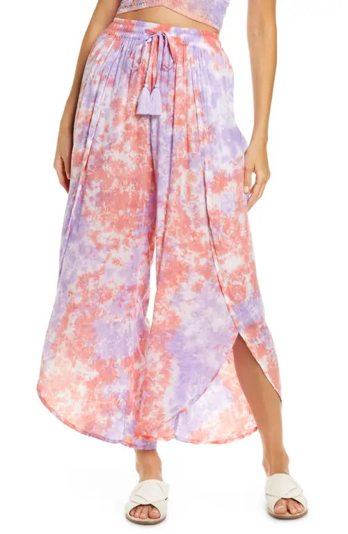 Tiare Hawaii Shorline Tie Waist Cover-Up Pants in Peach Violet Smoke at Nordstrom | Nordstrom