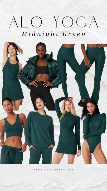 Alo Yoga new color Midnight Green , alo yofa puffer jacket, leggings, athletic dress 

#LTKfindsunder100 #LTKfindsunder50