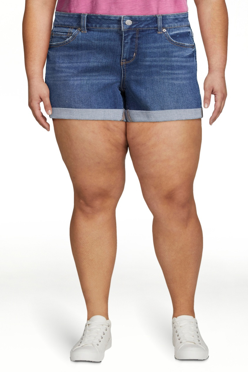 Time and Tru Women's Mid Rise Shorts with Double Roll Cuffs | Walmart (US)