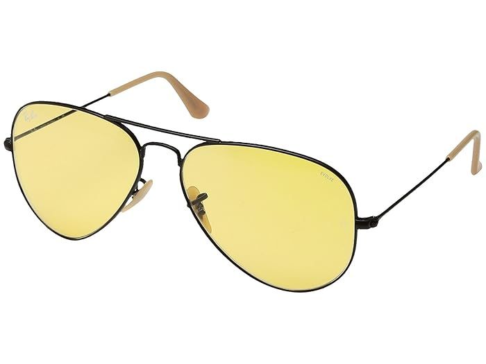 Ray-Ban RB3025 Original Aviator 58mm (Black/Photo Yellow) Metal Frame Fashion Sunglasses | Zappos