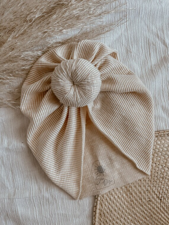 SAND Ribbed Baby Turban  Chunky Bow Turbans Baby Turban | Etsy | Etsy (US)