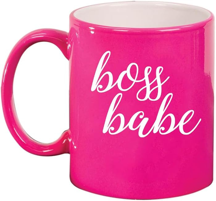 Daylor Boss Babe Ceramic Coffee Mug Tea Cup Gift for Her, Friend, Coworker, Sister (11oz Hot Pink) | Amazon (US)