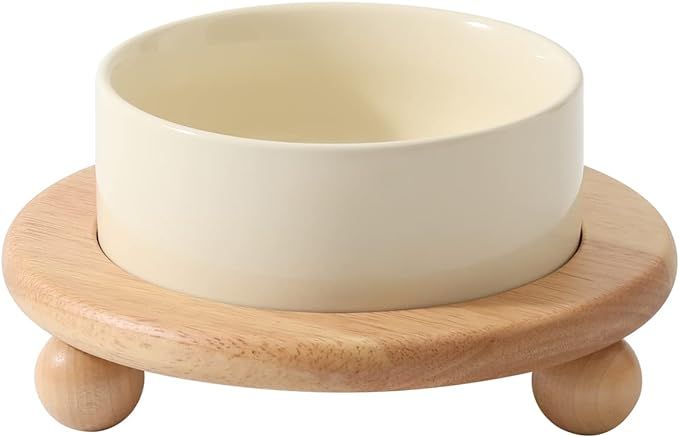 Havniva Ceramic Elevated Cat Food and Water Bowl, Kitty Bowl, Raised Cat Dish, Cat Feeder (2 x Cr... | Amazon (US)