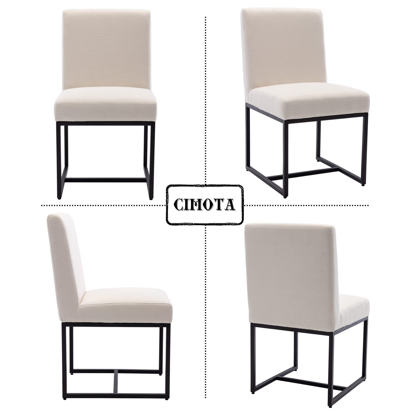 CIMOTA Upholstered Dining Chair, Mid Century Modern Dining Room Chairs Fabric Padded Armless Side Ch | Amazon (US)