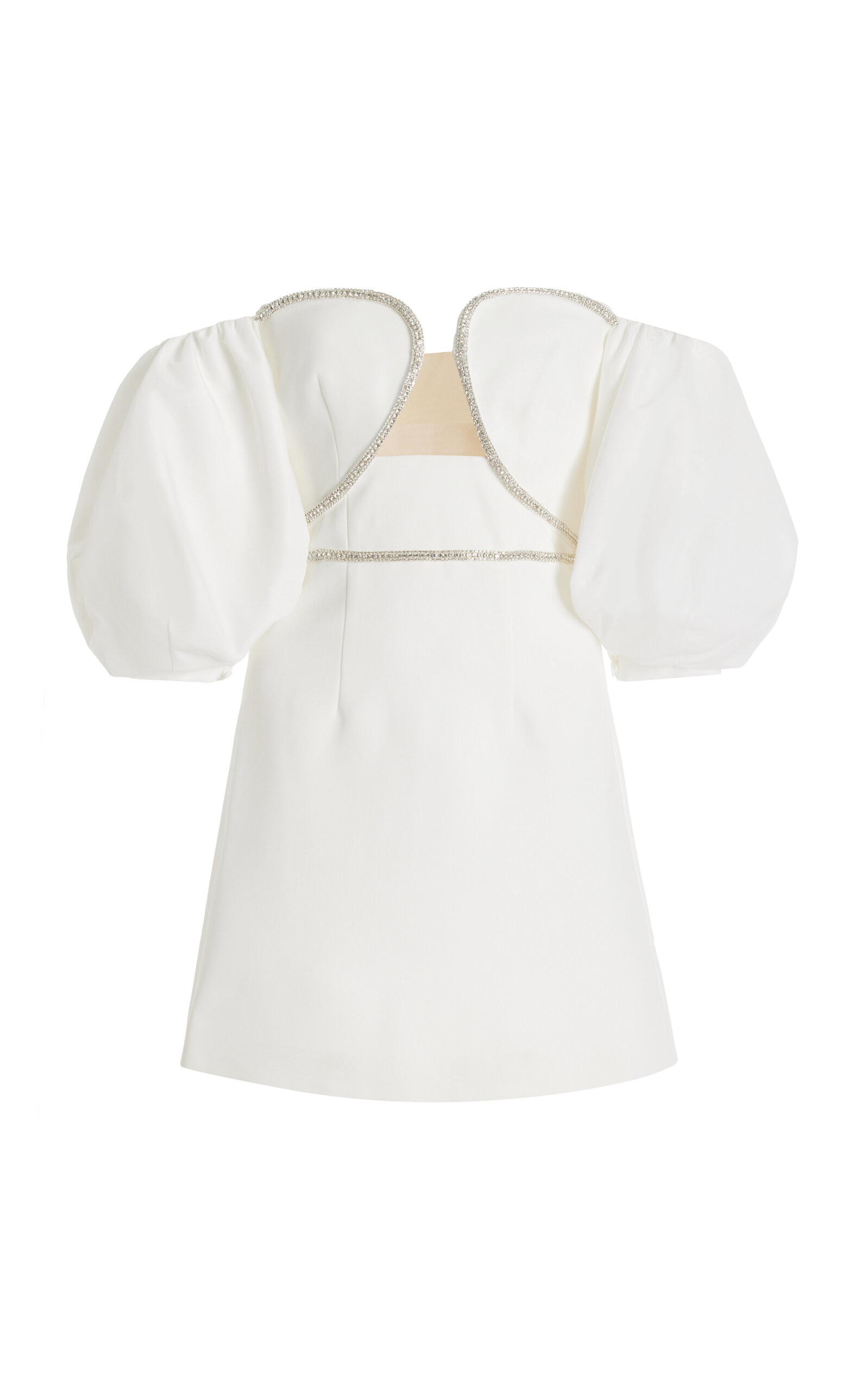 Puff-Sleeve Bonded-Crepe Mini Dress | Moda Operandi (Global)