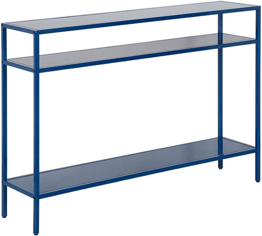 Henn&Hart 42" Wide Rectangular Console Table with Metal Shelves in Mykonos Blue, Entryway Table, ... | Amazon (US)