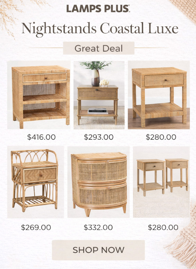 Most nightstands either feel too bulky, too modern, or just don’t have that warm, layered look

These are the ones that instantly elevate a bedroom
Woven texture, light wood tones, and subtle detail make them feel high-end without trying too hard

This is exactly how you get that relaxed coastal luxe vibe that feels styled and intentional

The best part… these are all great deals from Lamps Plus

Everything is linked in my LTK

#amandaandcodesign #coastaldecor #bedroomdesign 

 #LTKdayinmylife #LTKselfcare #LTKHome