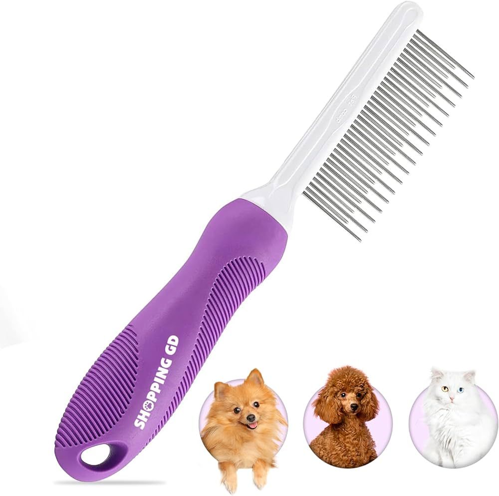 Detangling Pet Comb for Dogs & Cats with Long & Short Stainless Steel Metal Teeth for Removes Tan... | Amazon (US)