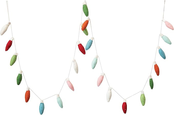 Creative Co-Op 72" L Wool Felt Christmas Light, Multi Color Textile Garlands | Amazon (US)