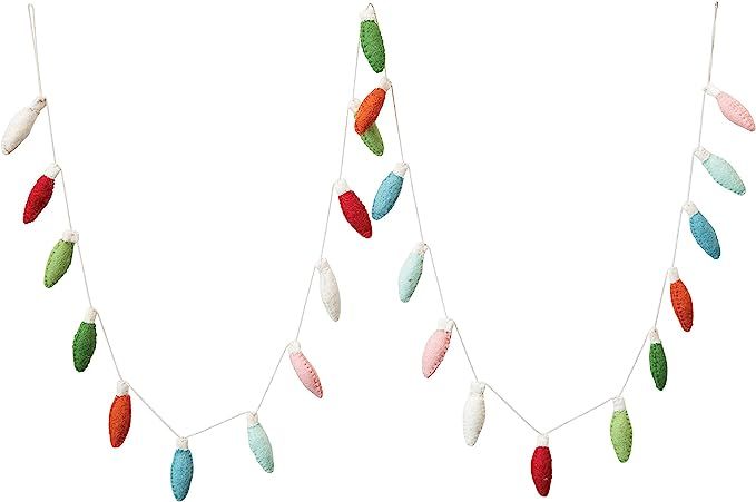 Creative Co-Op 72" L Wool Felt Christmas Light, Multi Color Textile Garlands | Amazon (US)