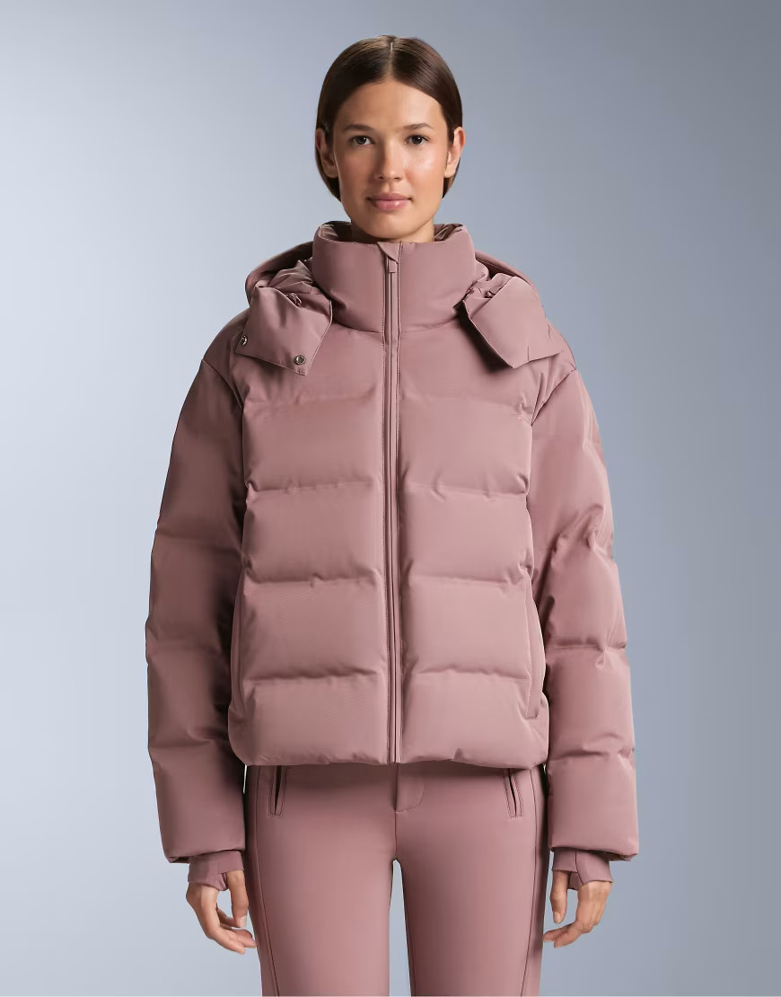 OYSHO Minardi piume ski waterresistant down jacket in pink-mauve-Green | ASOS (Global)