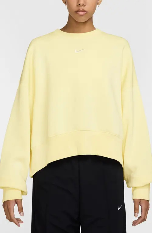 Nike Phoenix Fleece Crewneck Sweatshirt in Alabaster/Sail at Nordstrom, Size Medium | Nordstrom